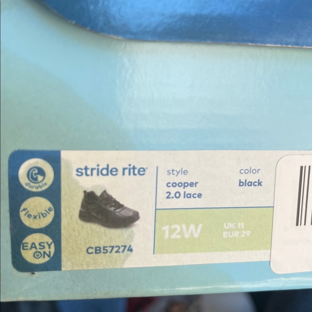 Stride Rite NIB Kids Cooper 2.0 H&L Athletic Shoes Black Boys Size 12 - Picture 9 of 9